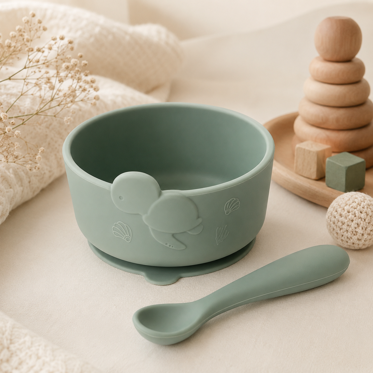 Silicone suction bowl + spoon