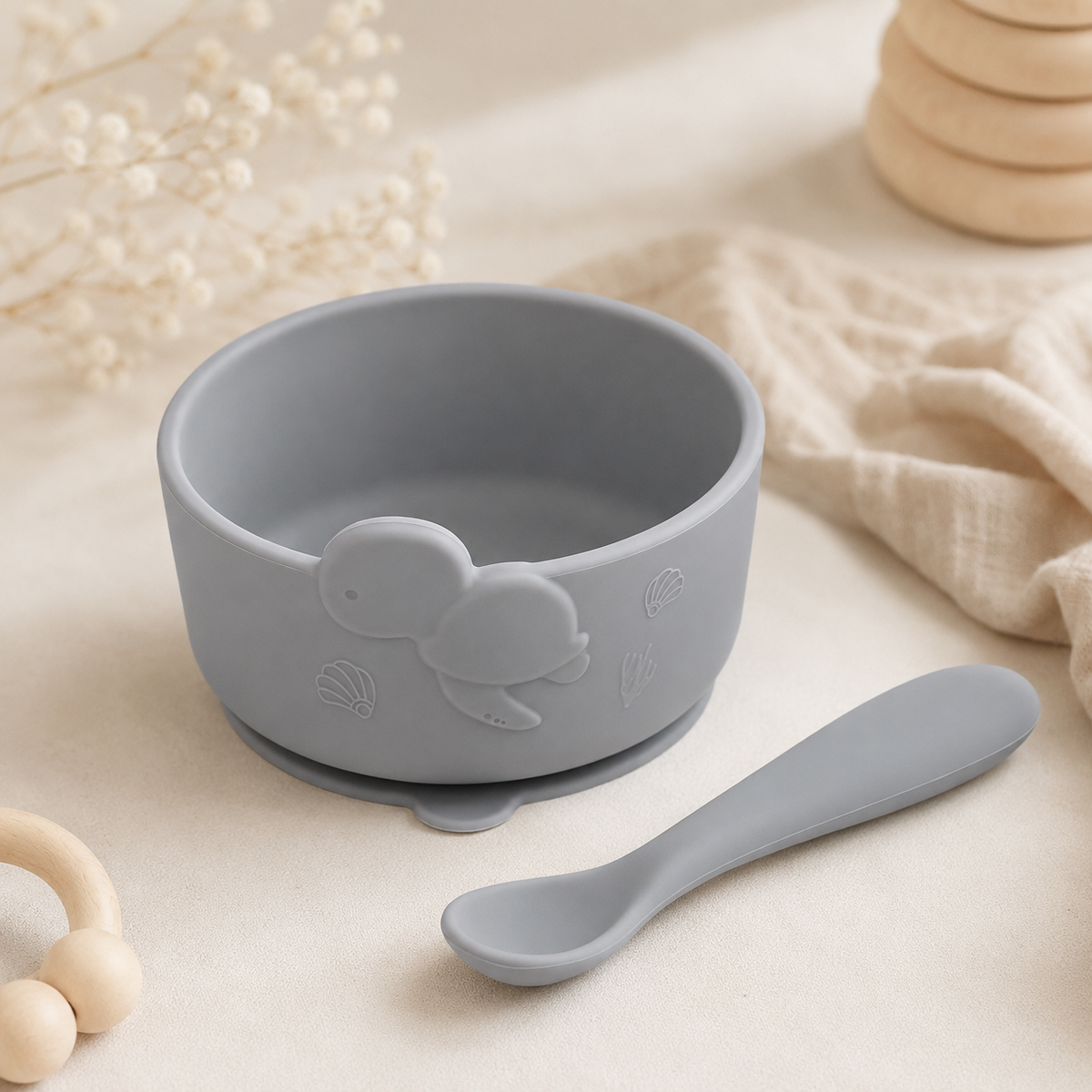 Silicone suction bowl + spoon