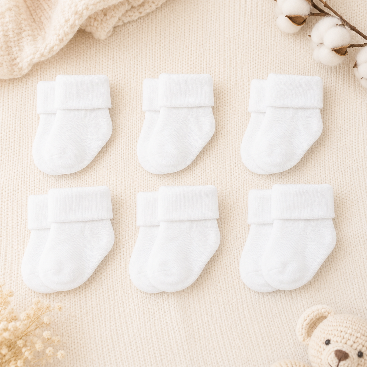6 Pairs Newborn Socks